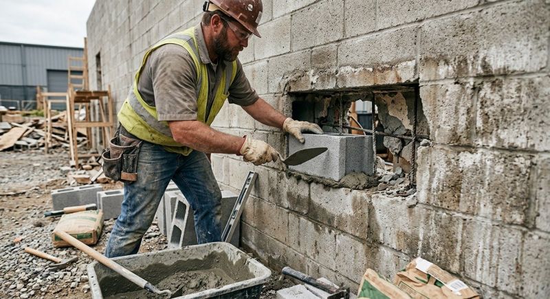 Cinder Block Wall Repair in Ayer, MA