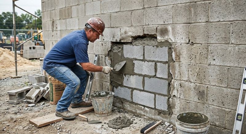 Cinder Block Wall Repair in New Ipswich, NH