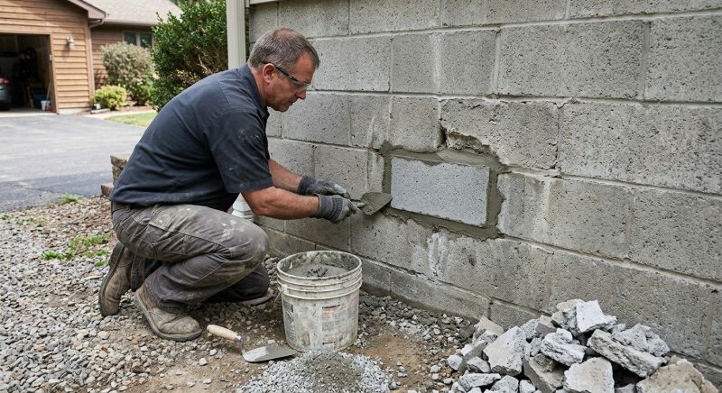 Cinder Block Wall Repair in North Chelmsford, MA