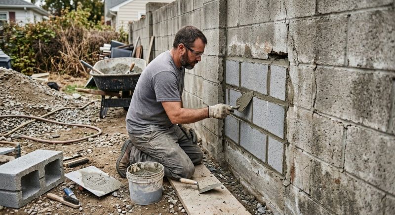 Cinder Block Wall Repair in Reading, MA