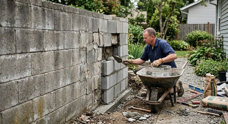 Cinder Block Wall Repair in Salem, NH