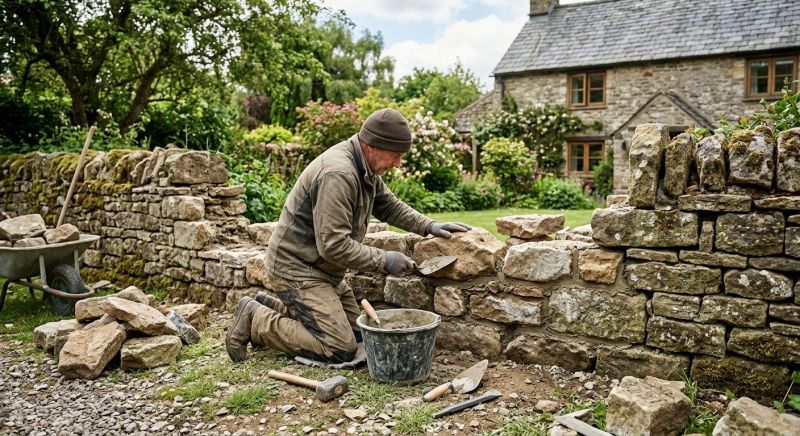 Stone Wall Repair in Bedford, NH